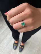 Anillo Esmeralda con Halo de Diamantes 14K