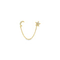 Moon & Star – Piercing Cadena de Oro 14k con Diamantes