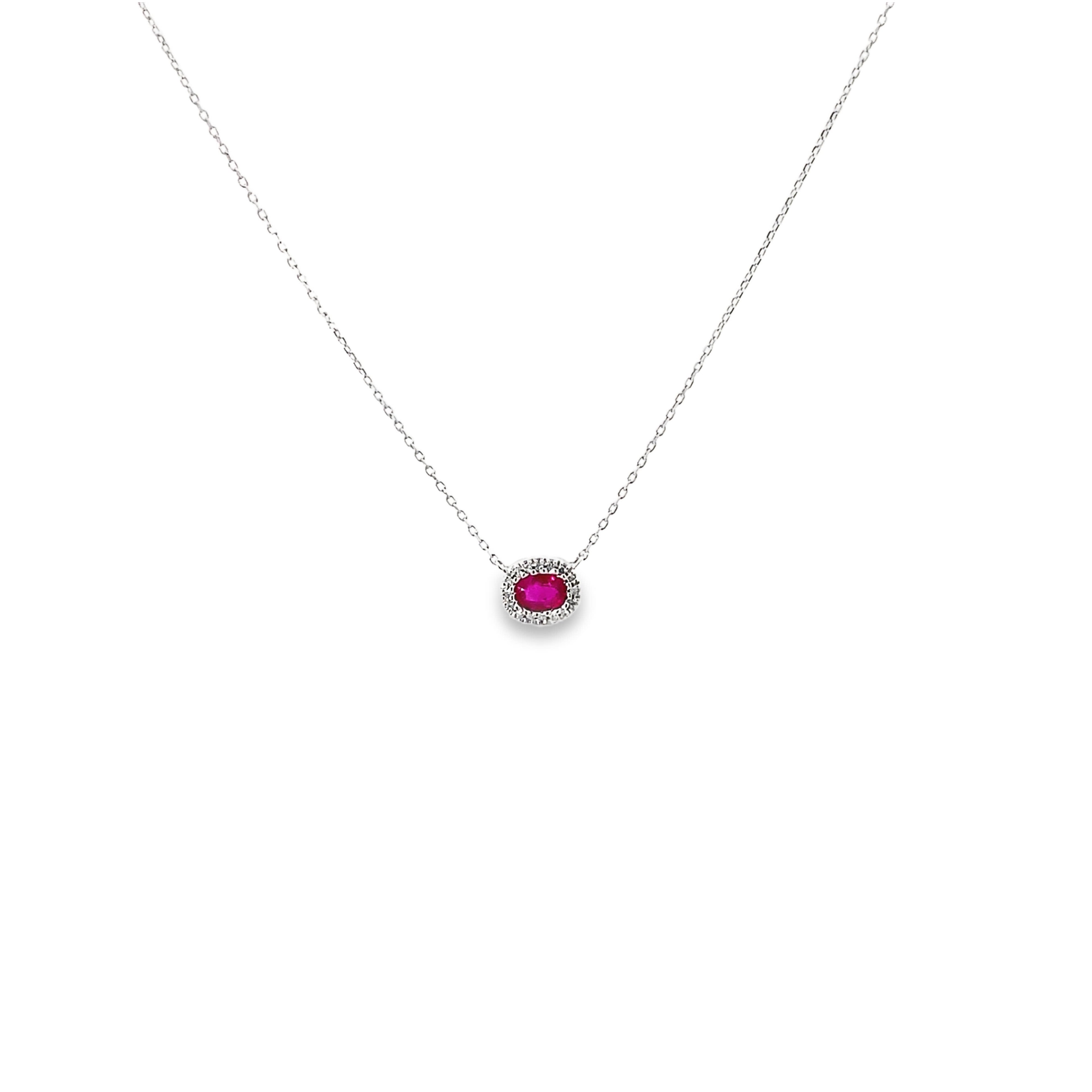 Oval Gemstone & Diamond Halo Necklace