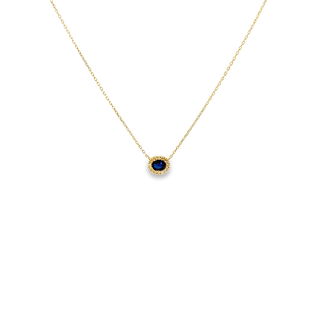 Oval Gemstone & Diamond Halo Necklace