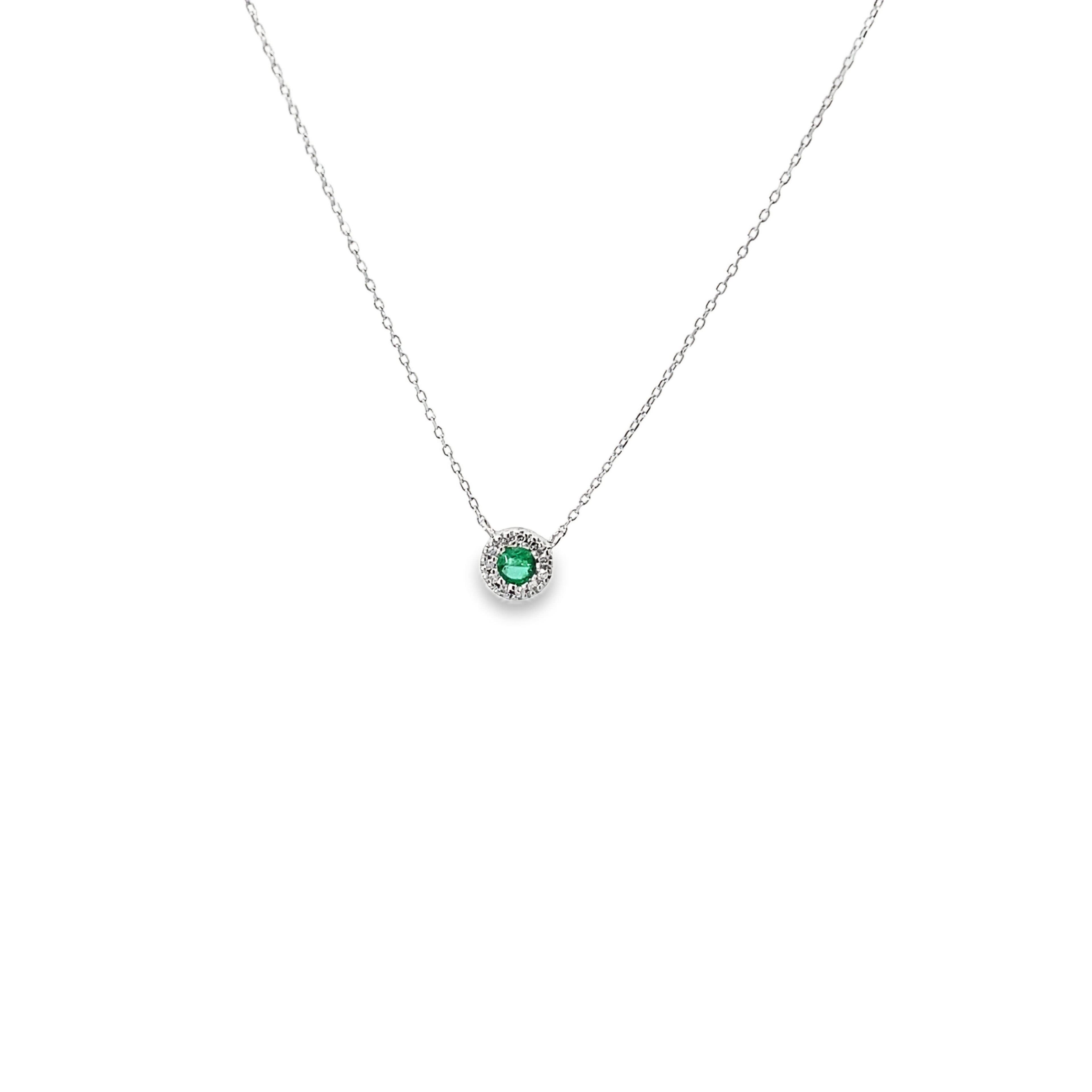 Mini Round Necklace with Diamond Halo