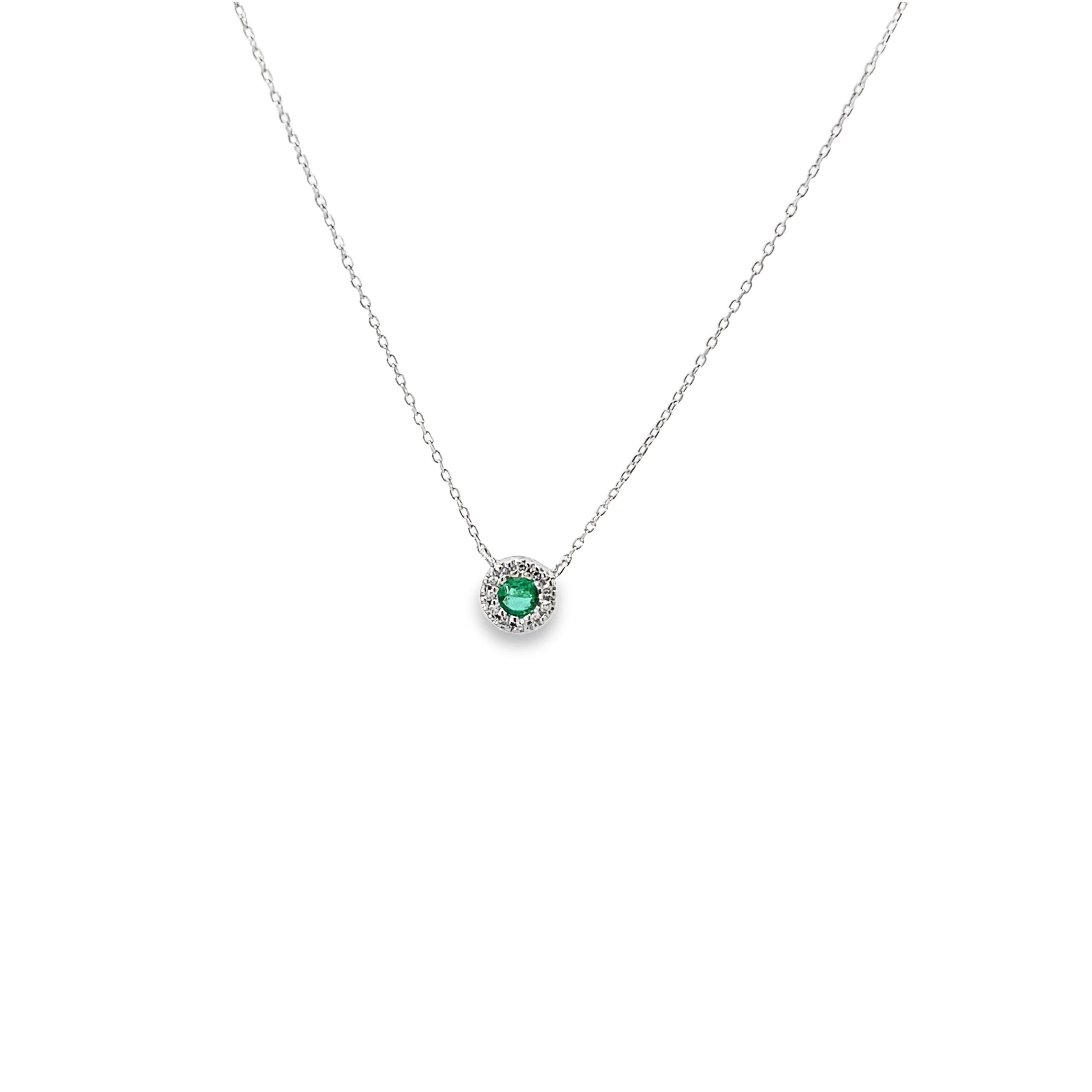 Mini Round Necklace with Diamond Halo