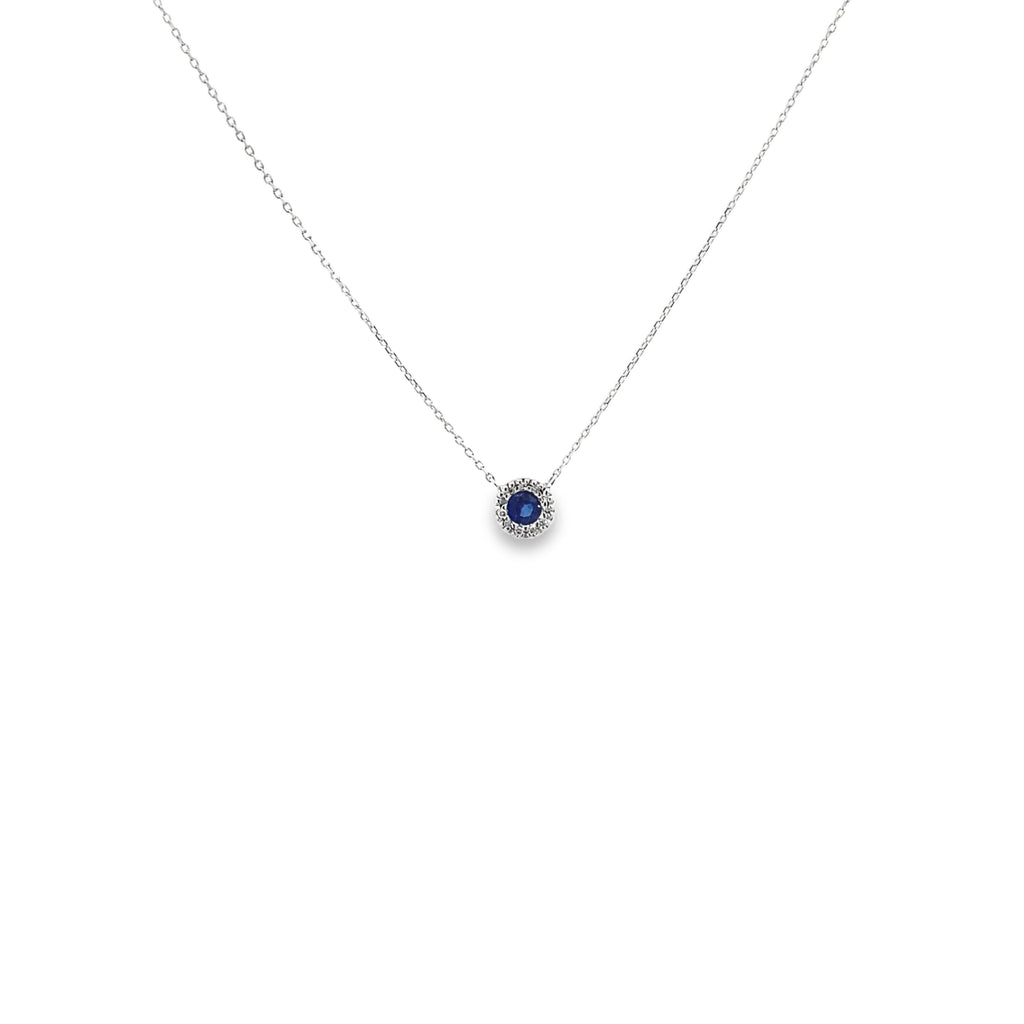 Mini Round Necklace with Diamond Halo