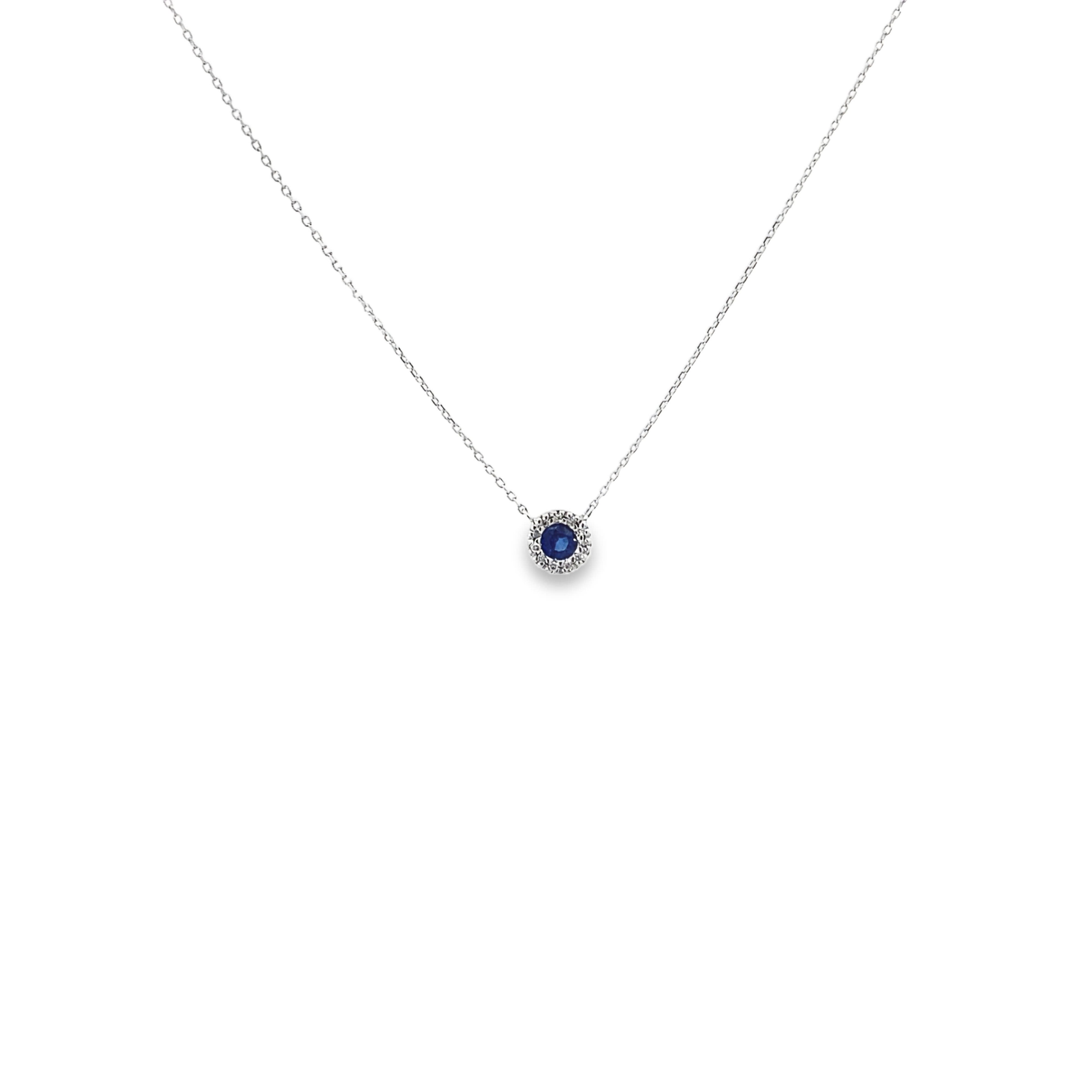 Mini Round Necklace with Diamond Halo