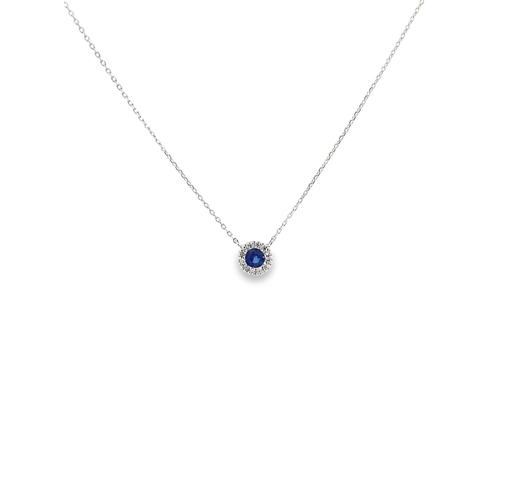 Mini Round Necklace with Diamond Halo