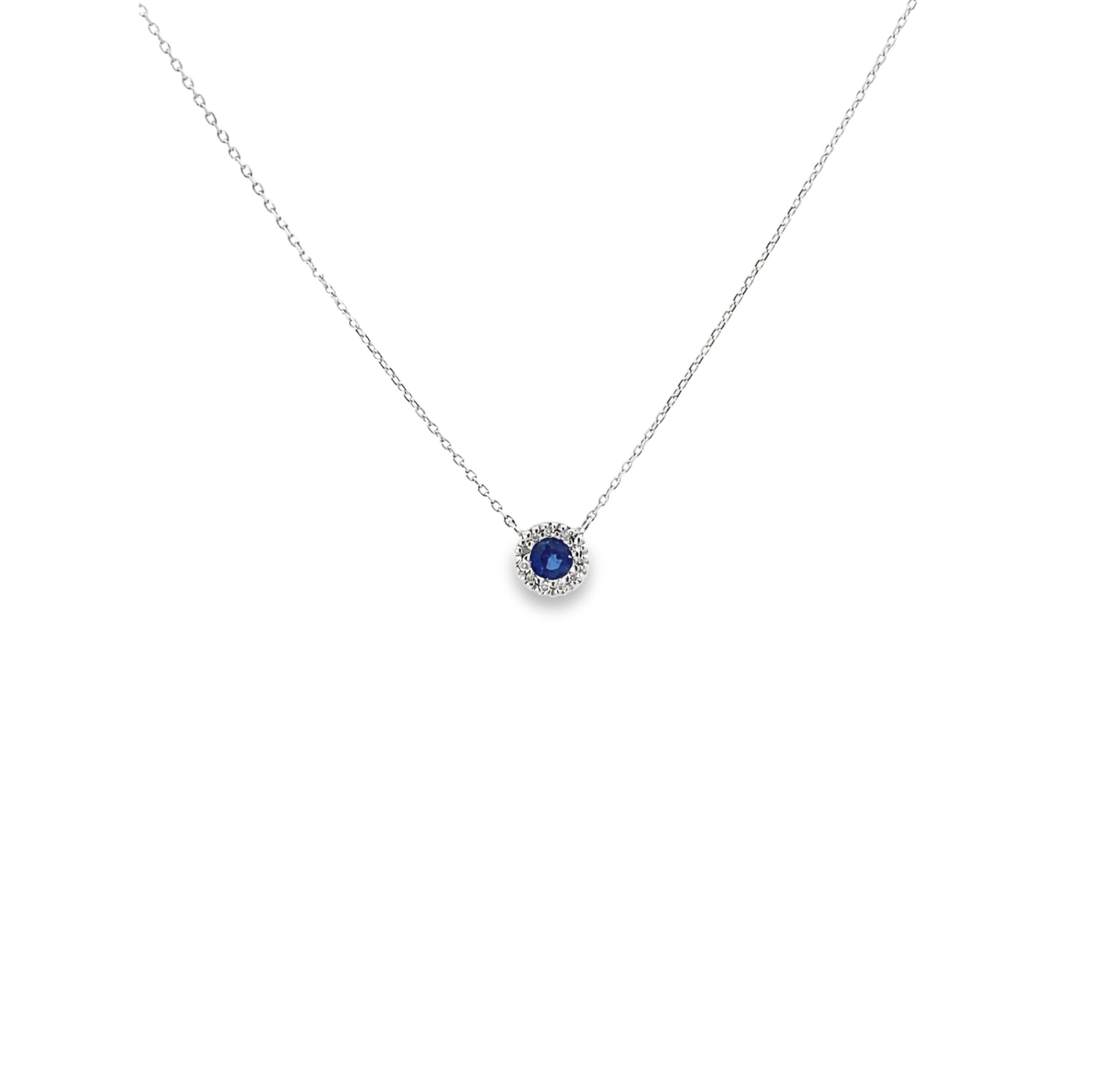 Mini Round Necklace with Diamond Halo