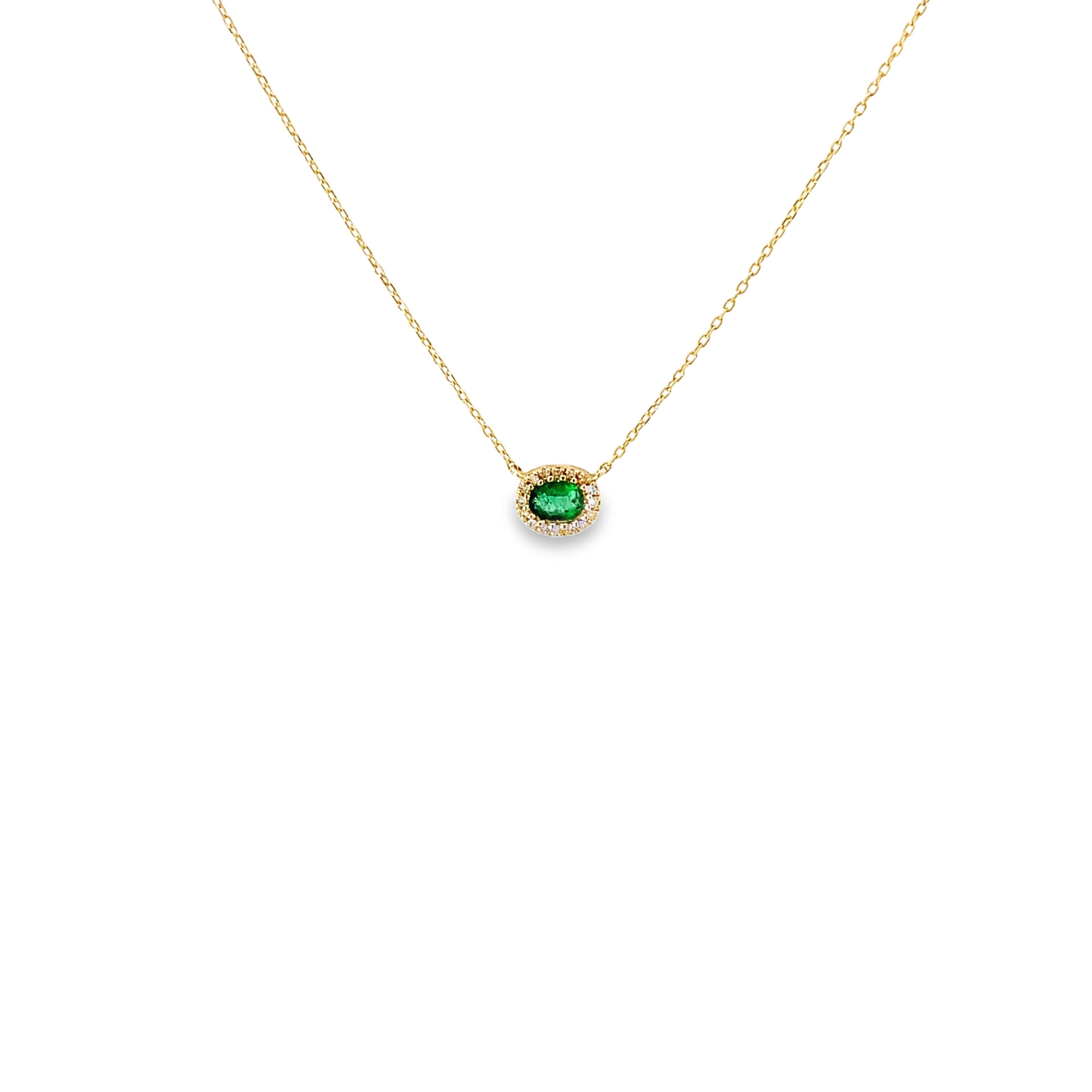 Oval Gemstone & Diamond Halo Necklace