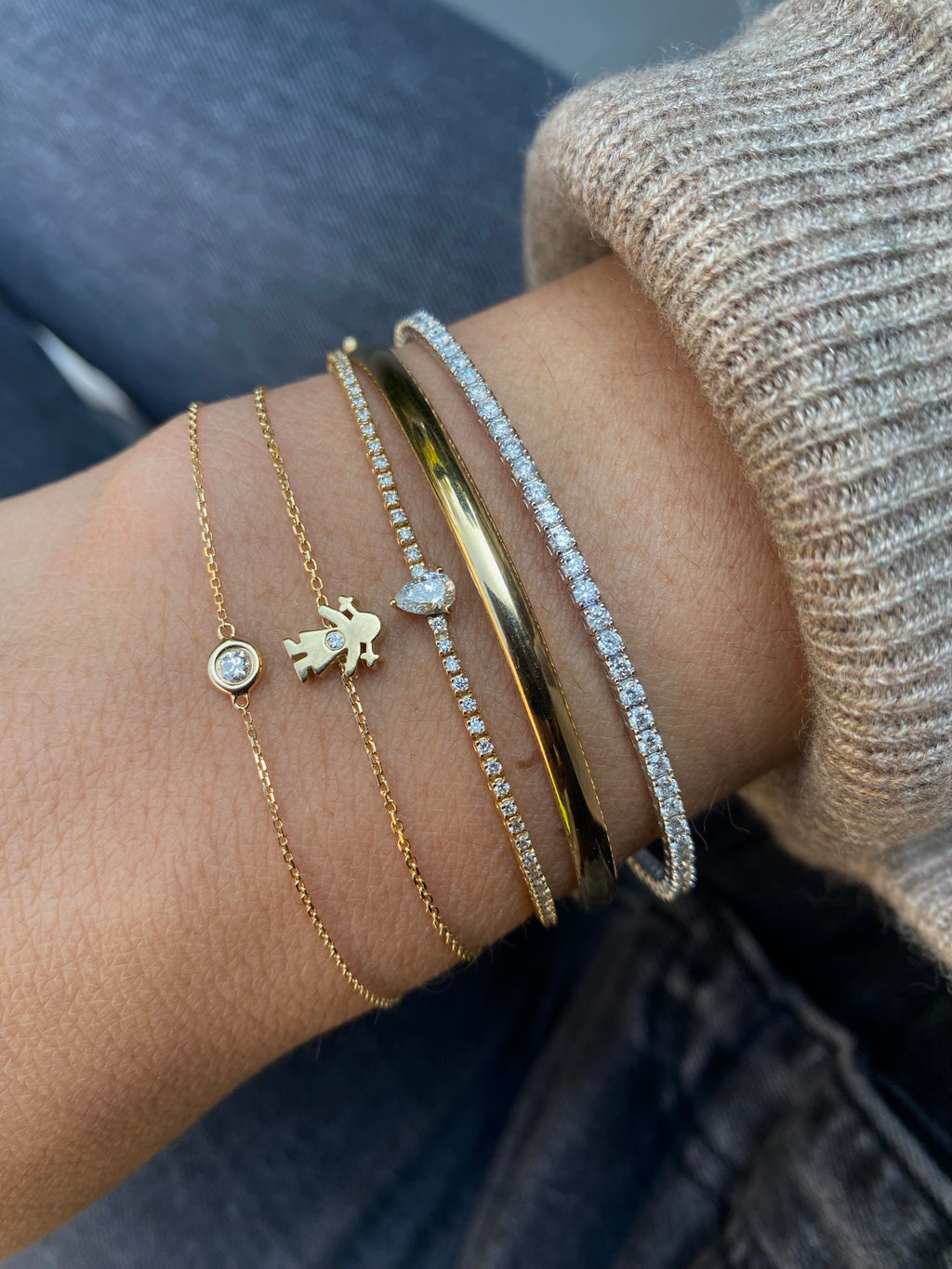Pulsera de diamantes en soliario