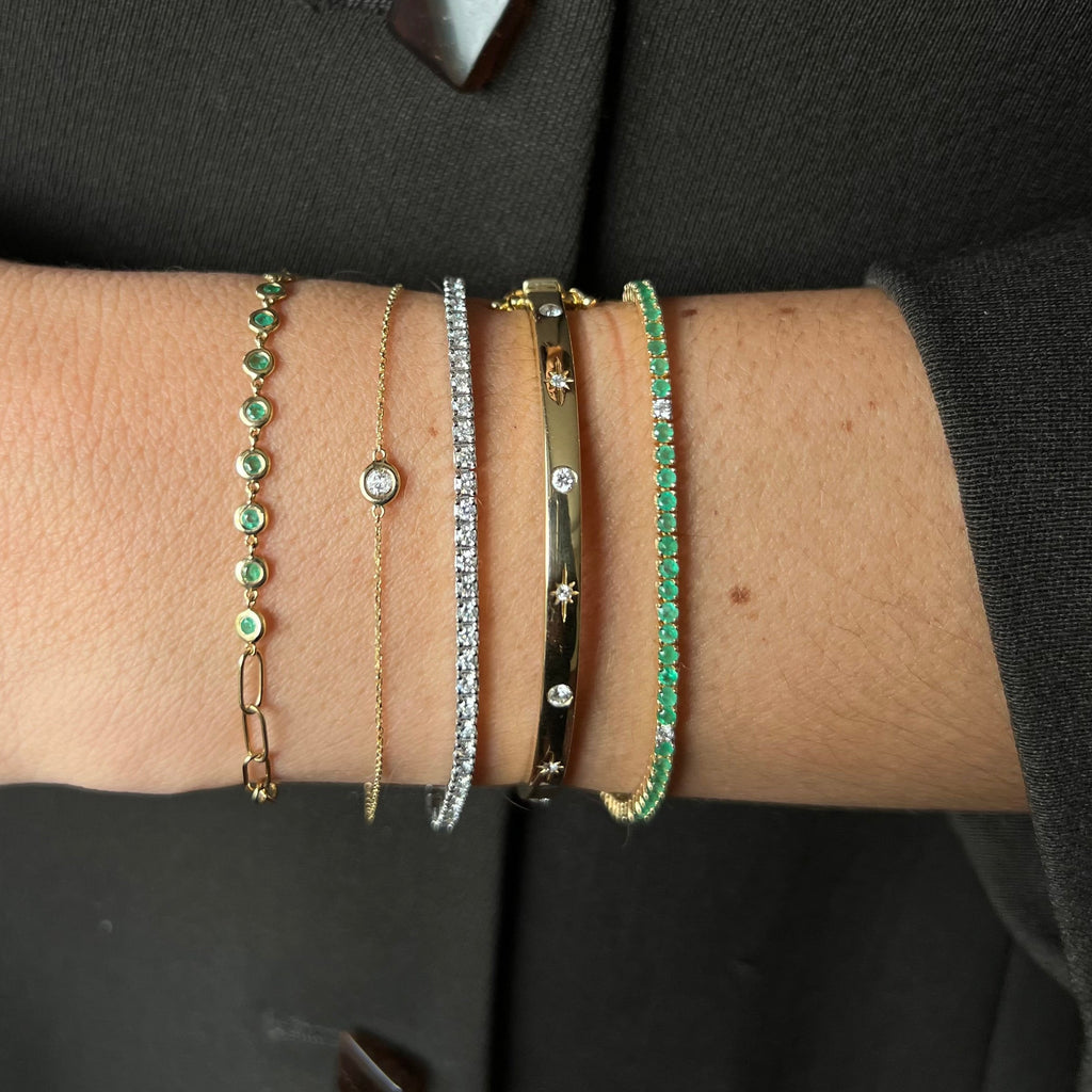 Pulsera Tennis de Esmeraldas Oro 14k