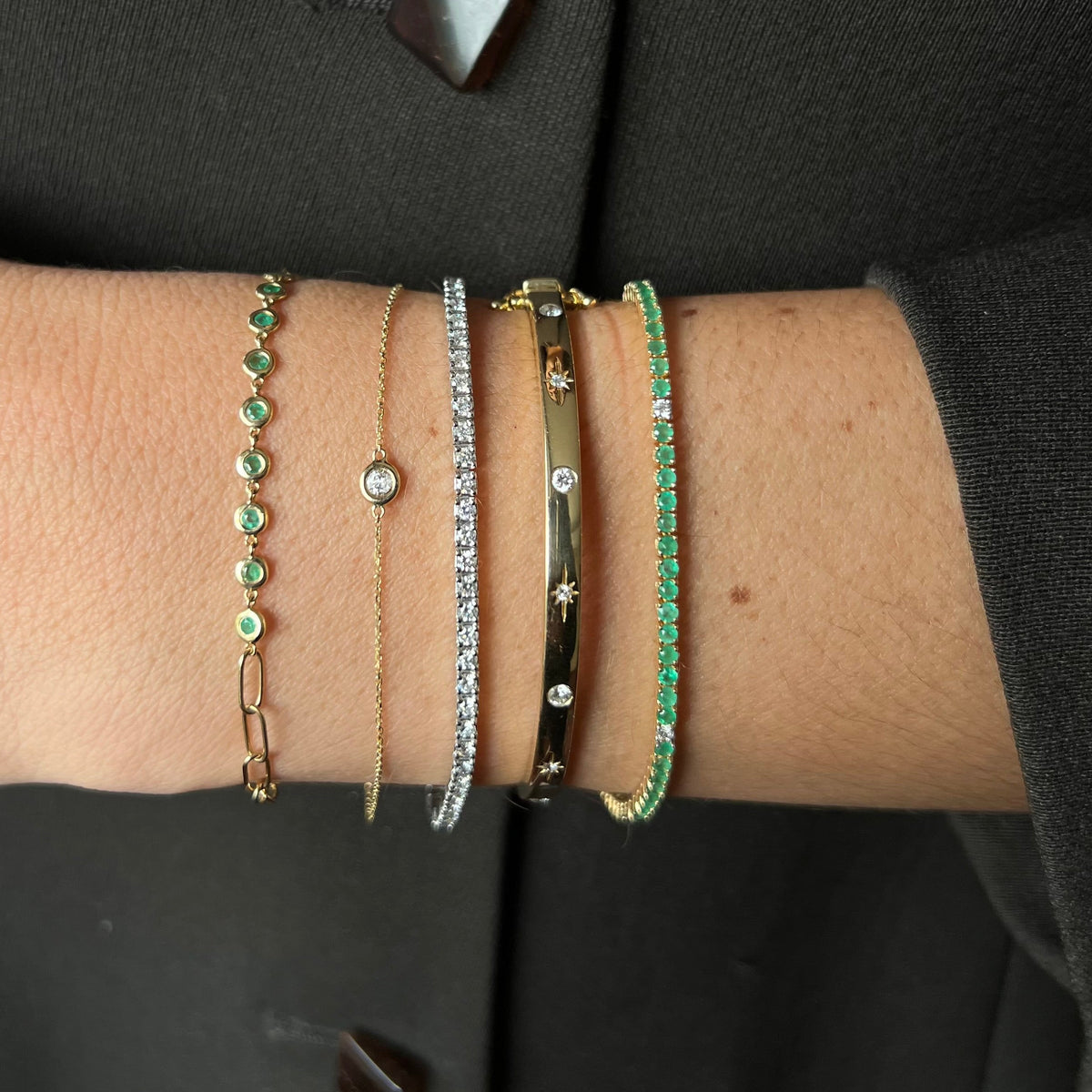 Pulsera Tennis de Esmeraldas Oro 14k