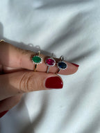 Anillo Astro con Halo de Diamantes en Oro 14K