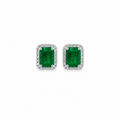 Aretes Esmeralda con Halo Oro 14K