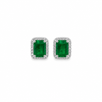 Aretes Esmeralda con Halo Oro 14K