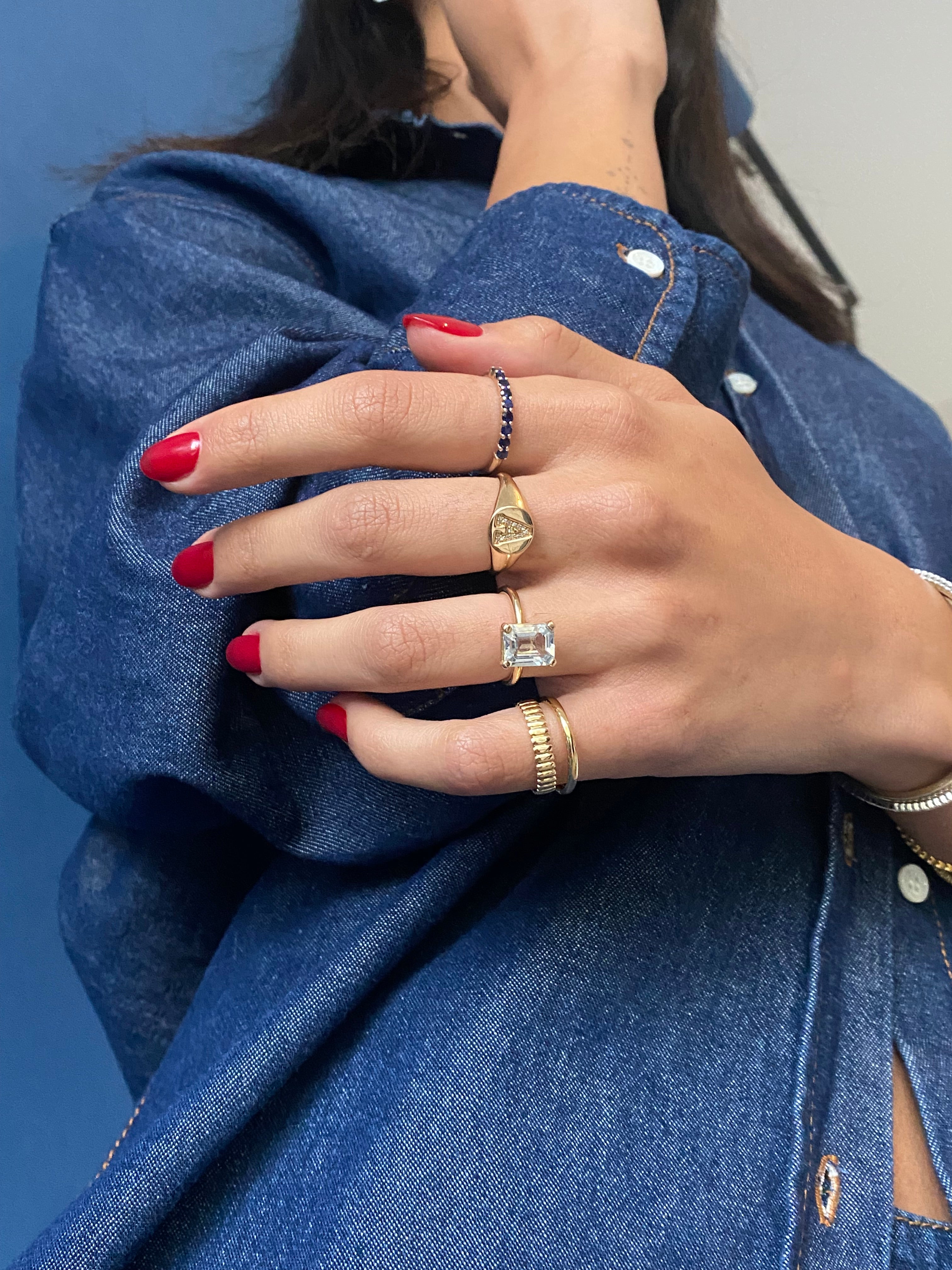 Anillo Solitario de Aguamarina en Oro 14K