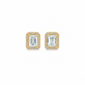 Aretes Aguamarina con Halo Oro 14K