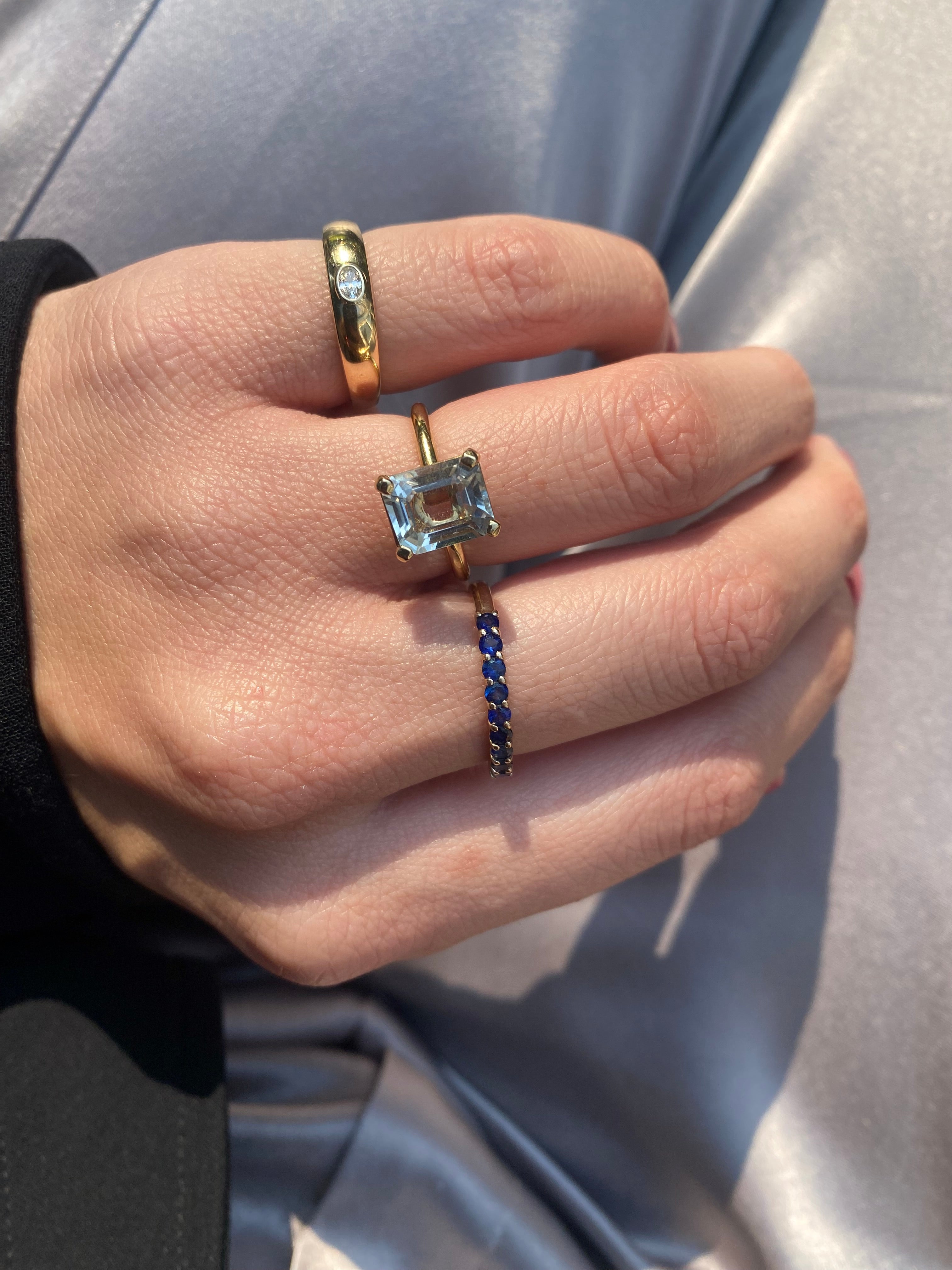 Anillo Solitario de Aguamarina en Oro 14K