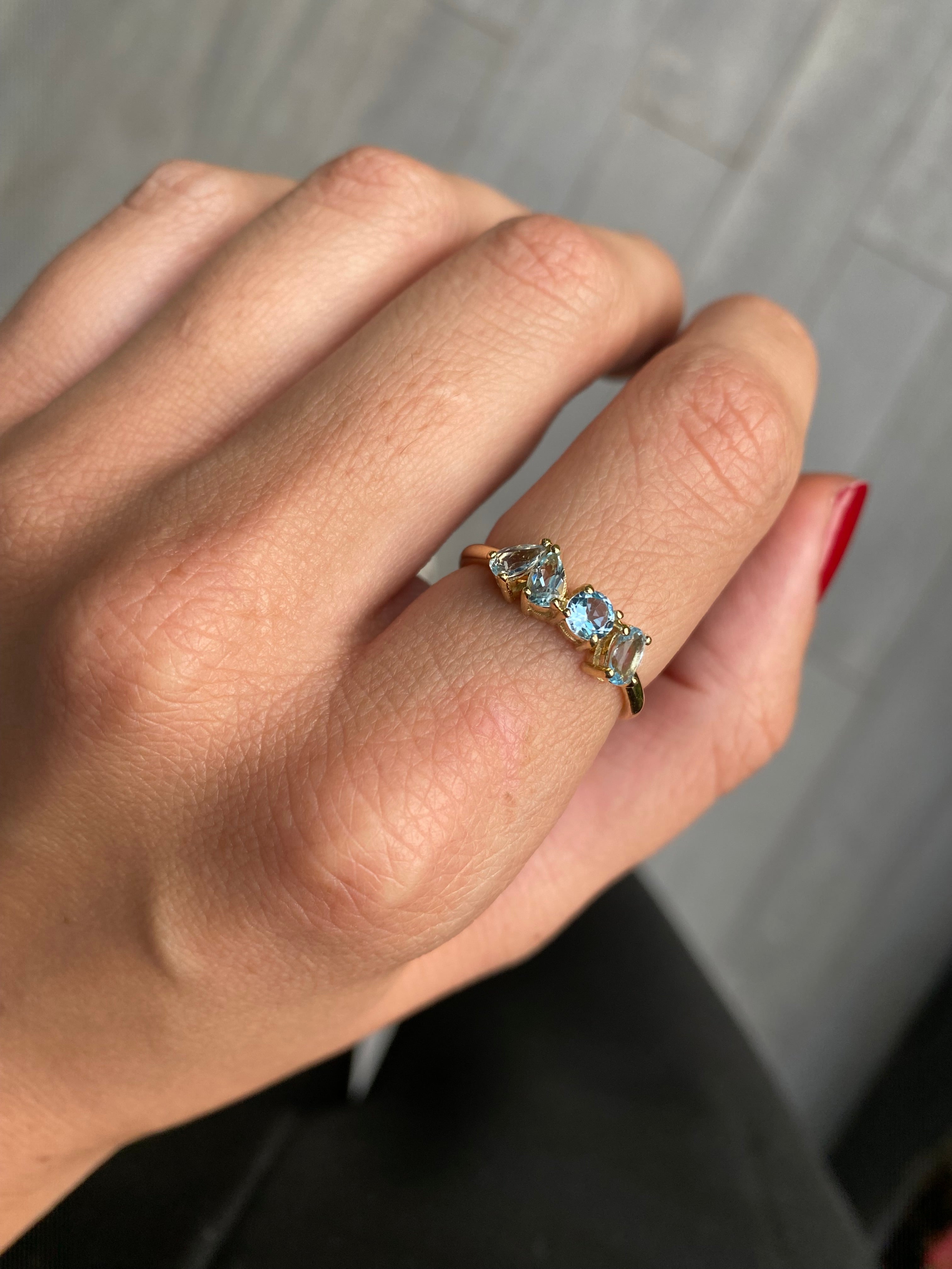 Anillo Multi-shape Topacios Oro Amarillo 14k