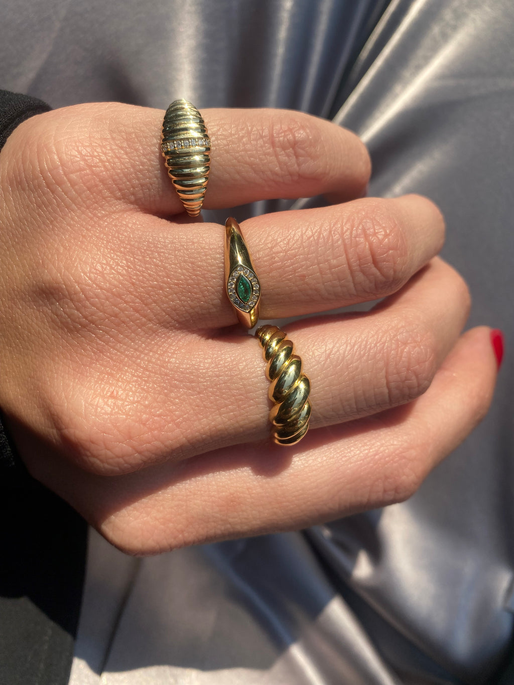 Anillo Croissant Chunky en Oro Amarillo 14K