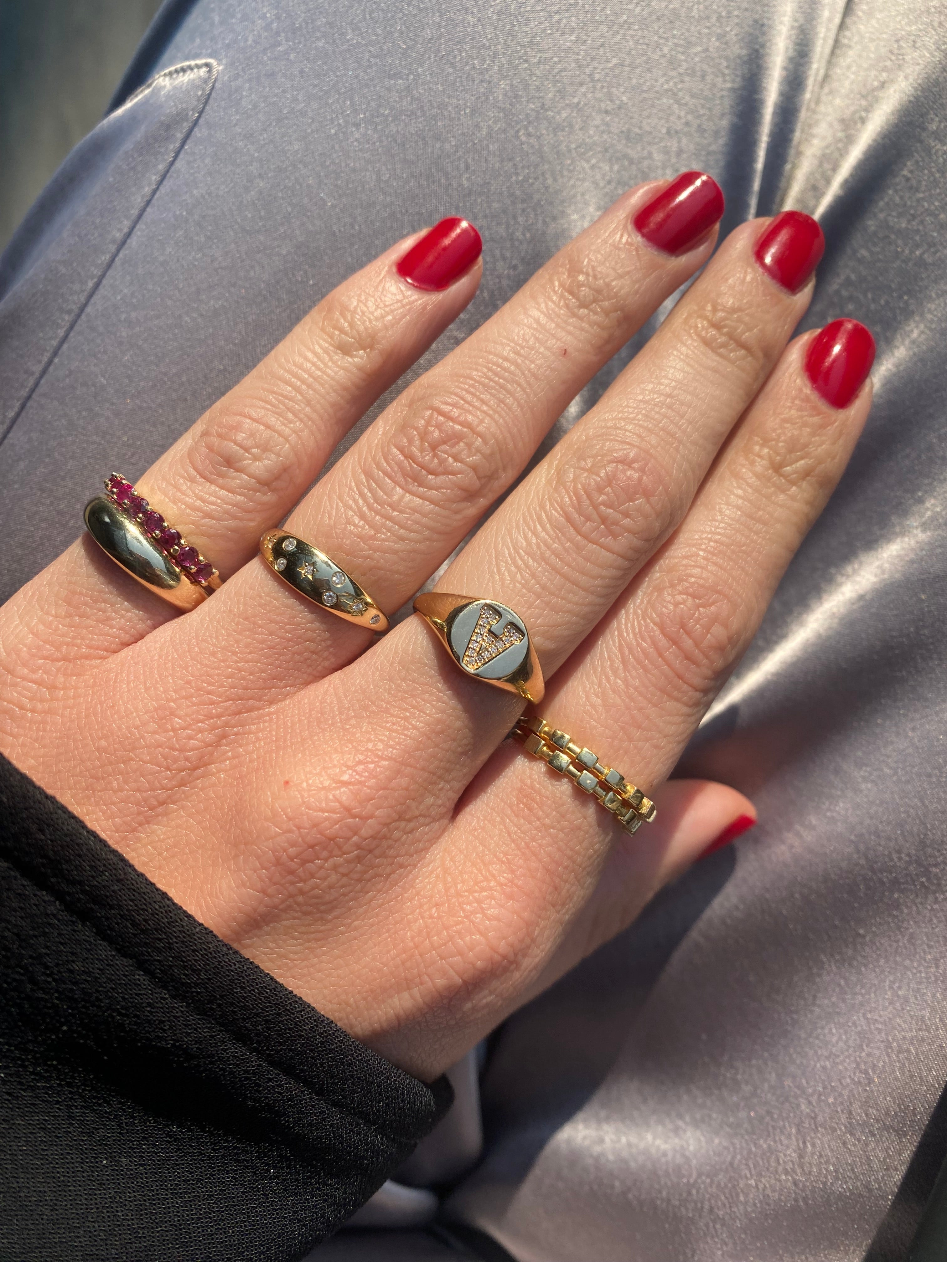 Anillo Dome Constelación Oro 14K con Diamantes