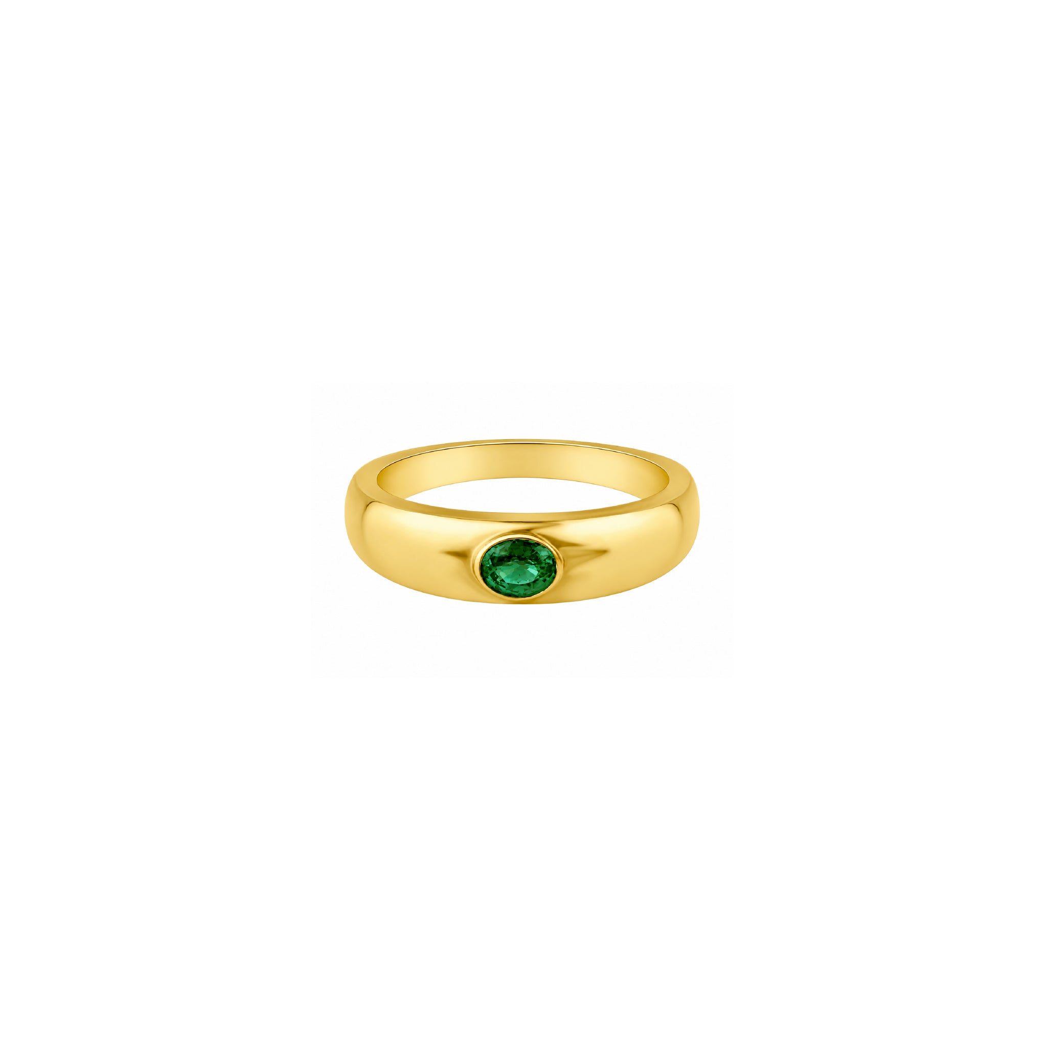 Anillo Domo con Piedra Oval en Oro 14K