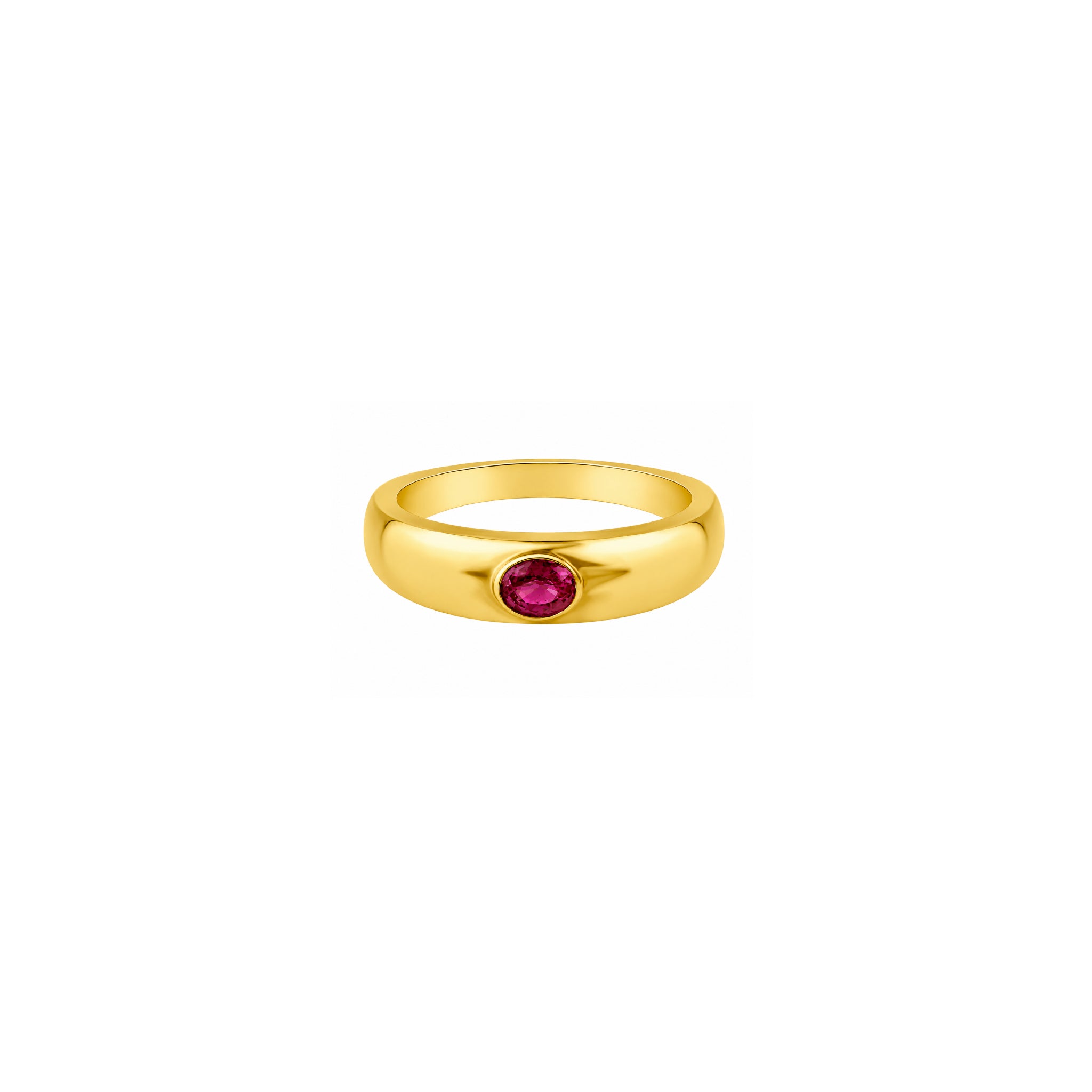 Anillo Domo con Piedra Oval en Oro 14K