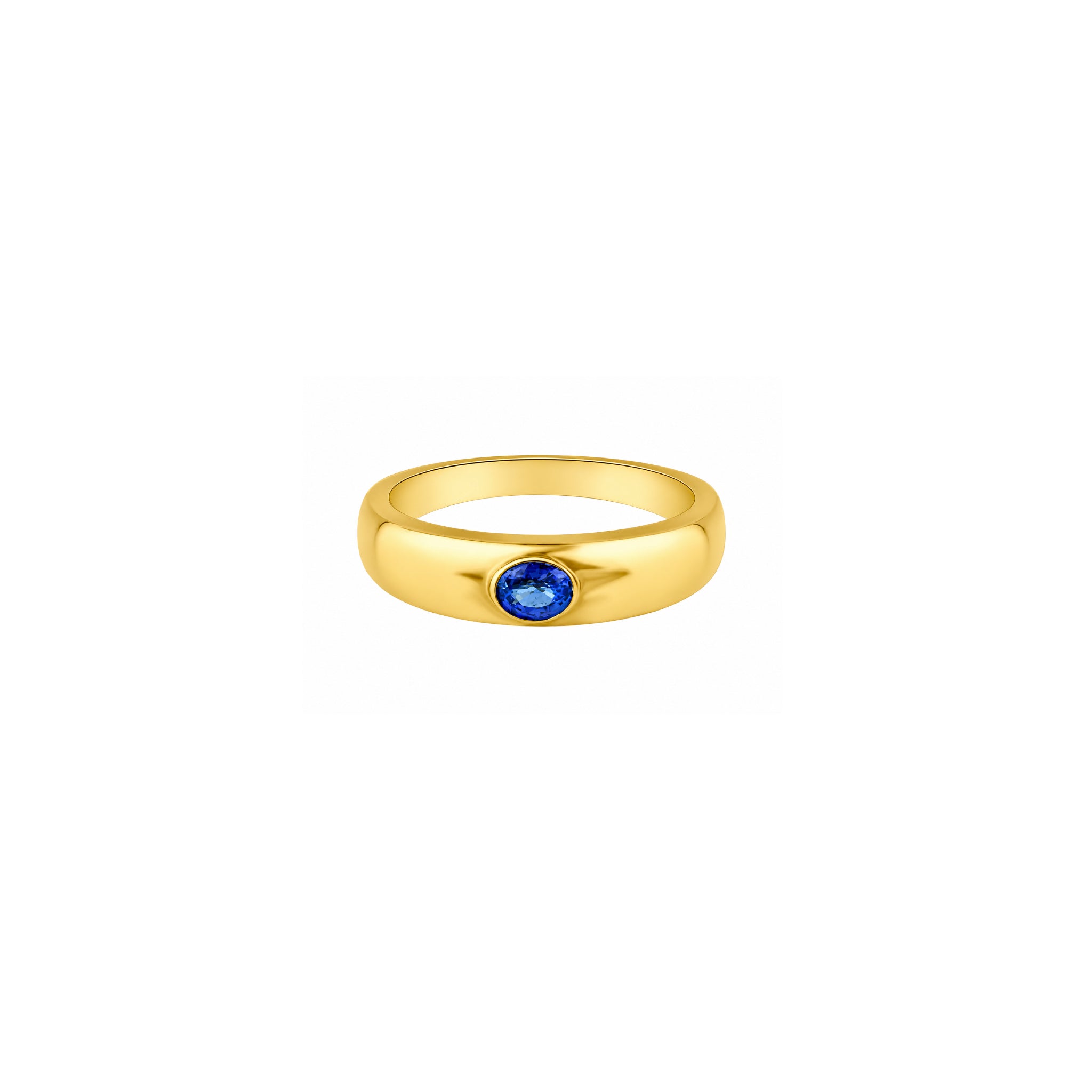 Anillo Domo con Piedra Oval en Oro 14K