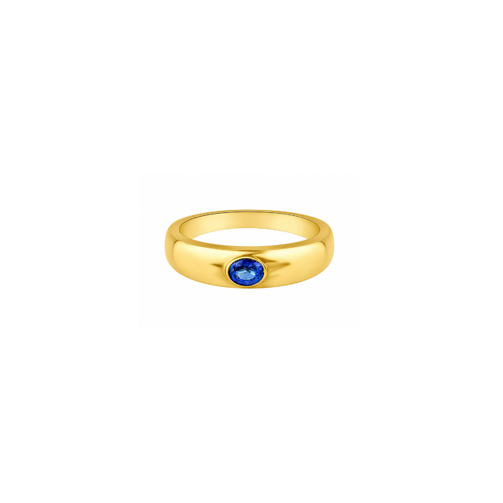Anillo Domo con Piedra Oval en Oro 14K