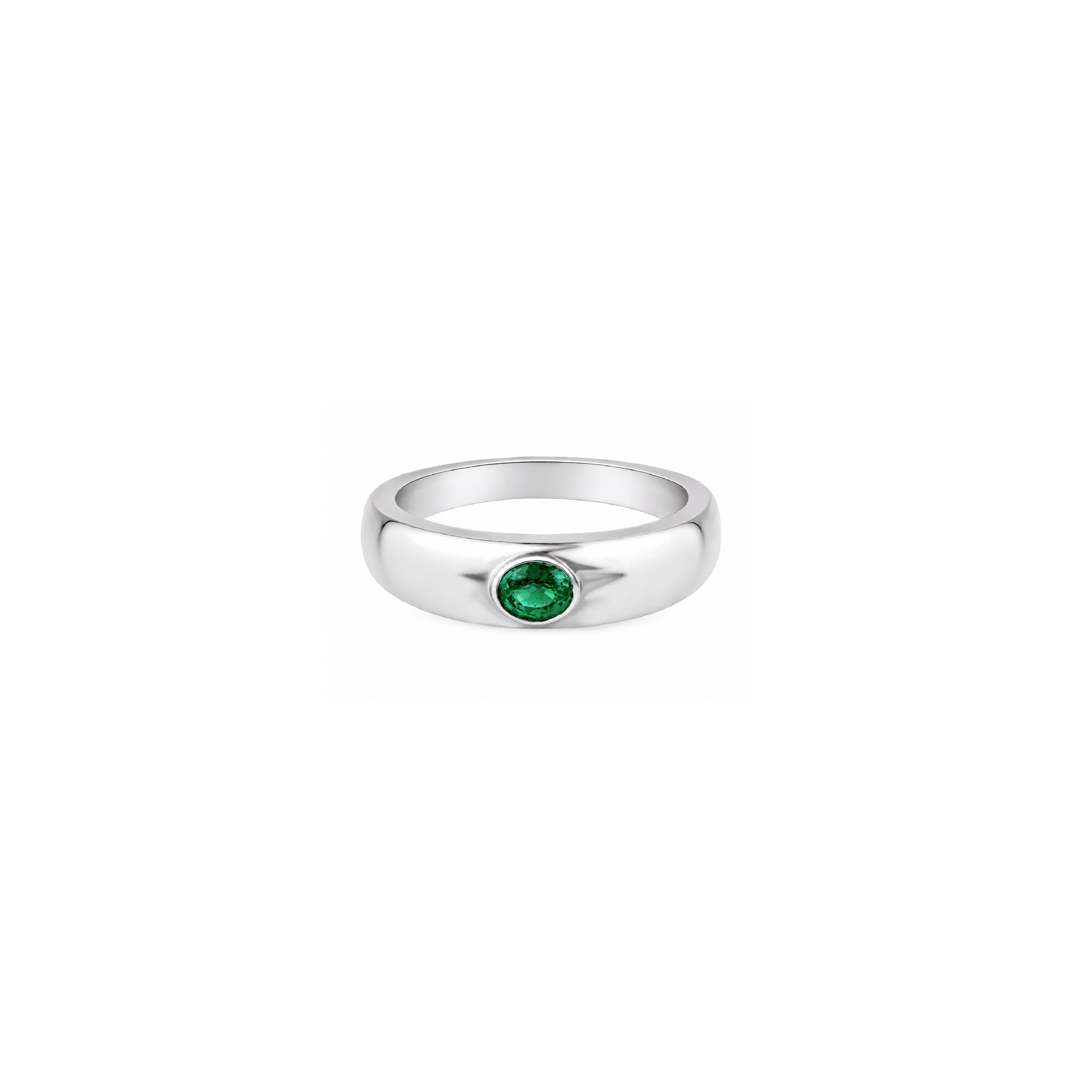 Anillo Domo con Piedra Oval en Oro 14K