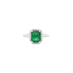 Anillo Esmeralda con Halo de Diamantes 14K