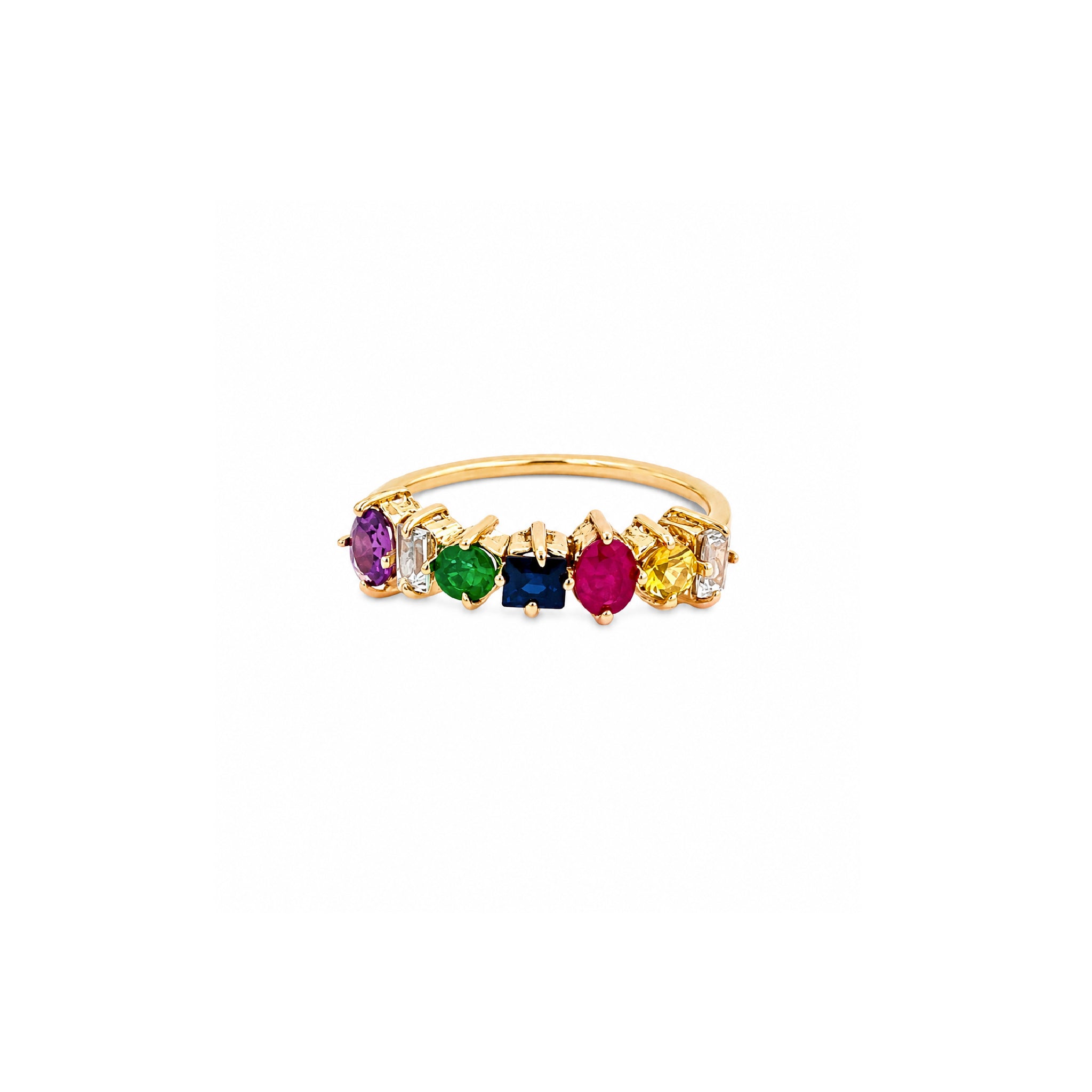 Anillo Multi-shape Arcoiris Oro Amarillo 14k