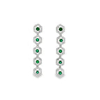 Aretes Hexagonales con Esmeraldas y Diamantes Oro 18K