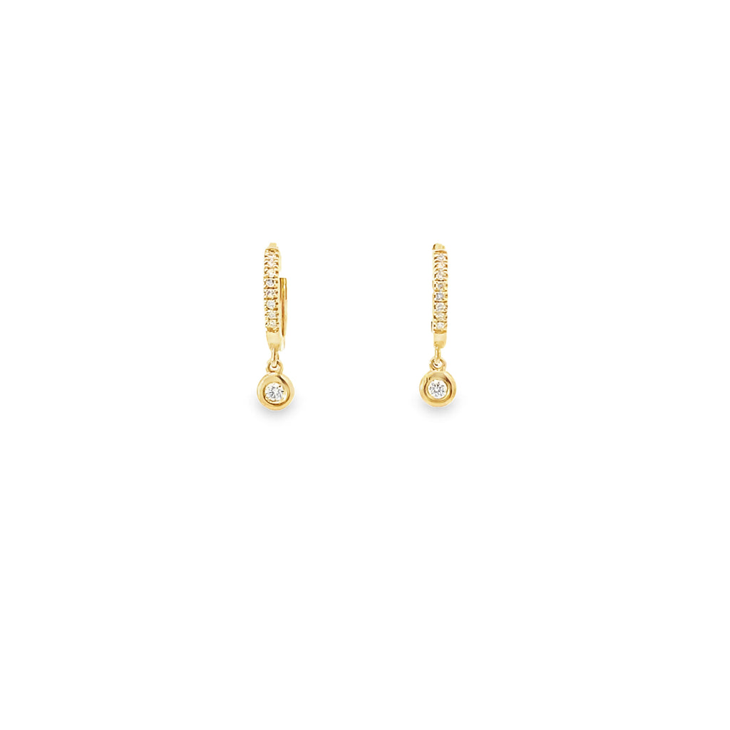 Aretes Huggie con Diamantes en Bisel en Oro Amarillo 14k