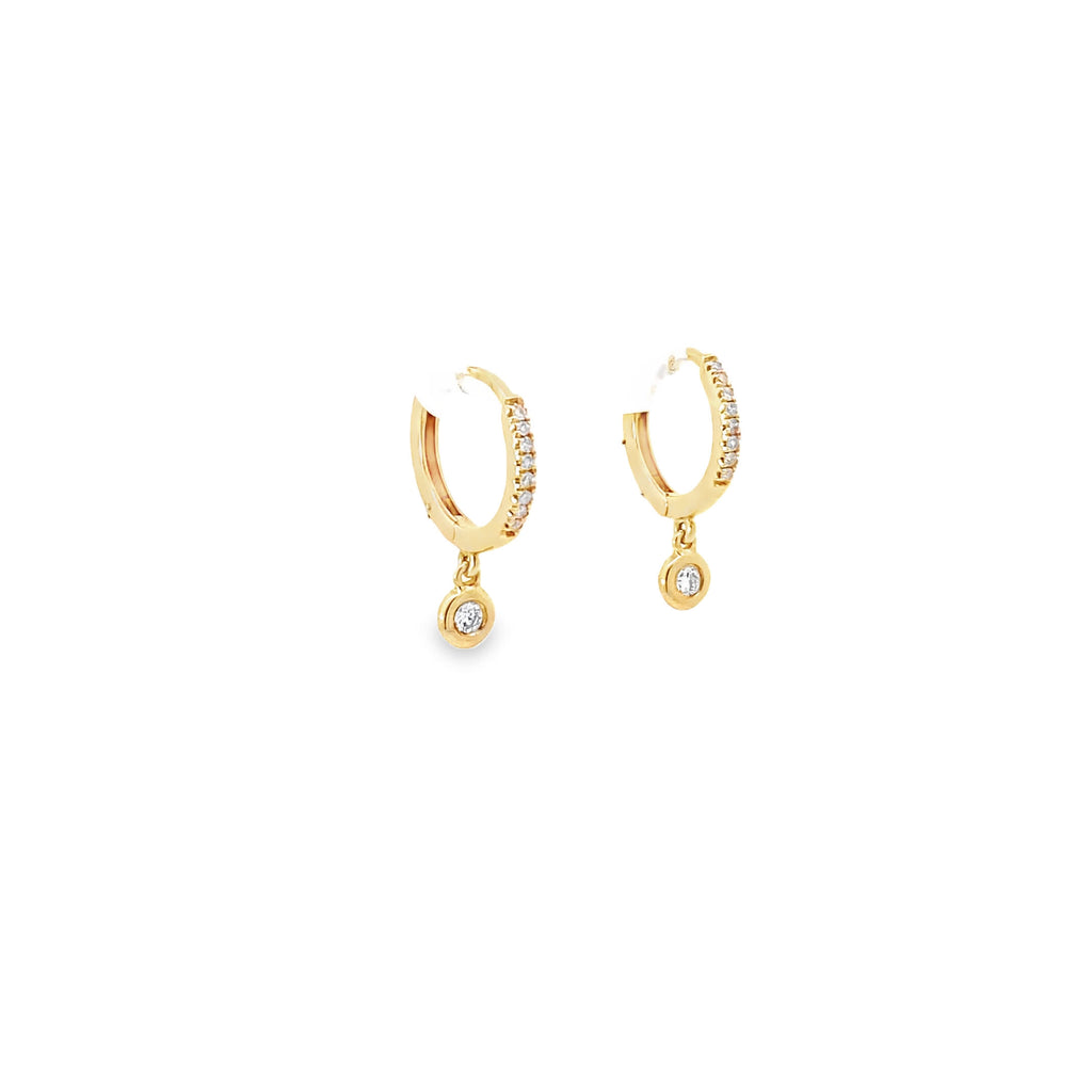 Aretes Huggie con Diamantes en Bisel en Oro Amarillo 14k