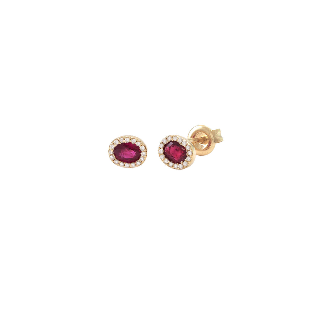 Aretes Mini Oval con Halo en Oro 14k