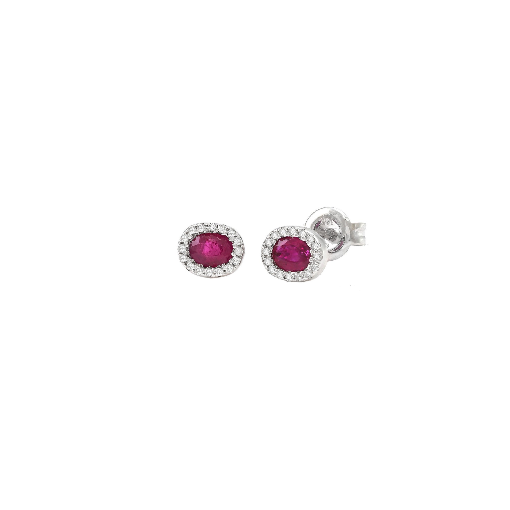 Aretes Mini Oval con Halo en Oro 14k
