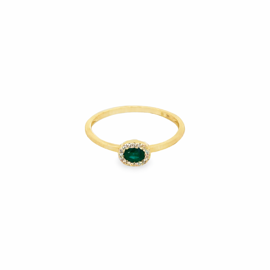 Atria · Anillo con Halo de Diamantes en Oro 14k
