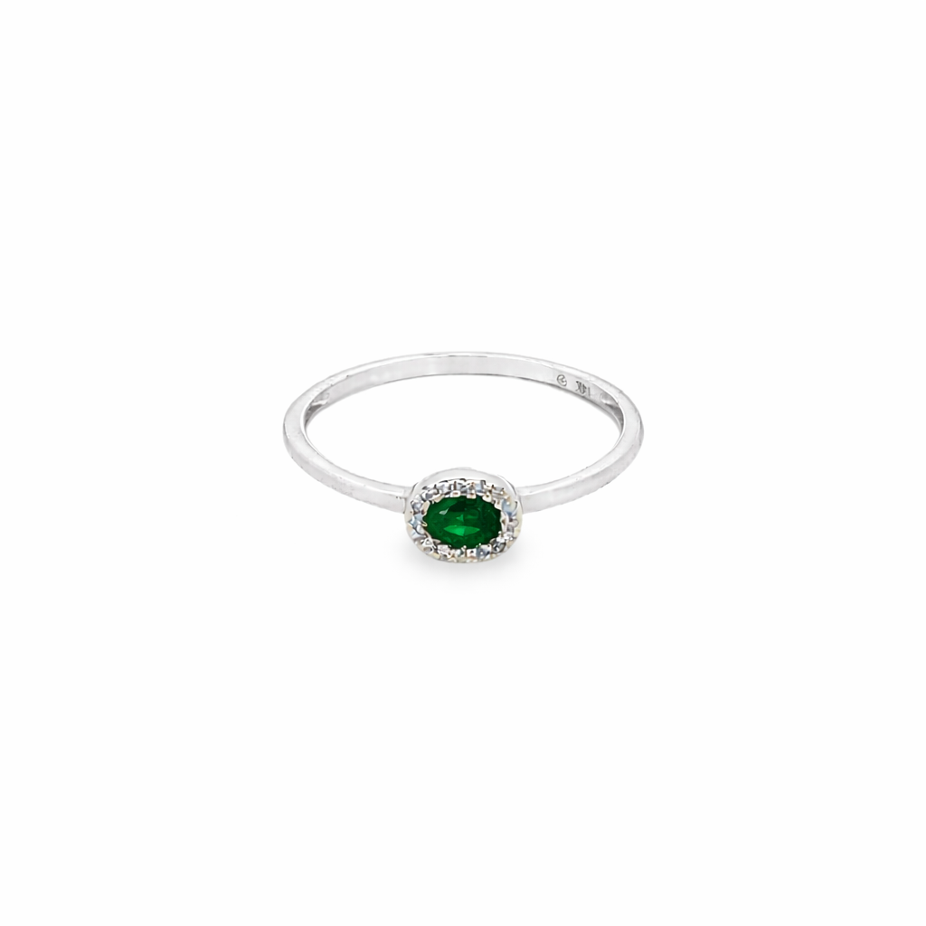 Atria · Anillo con Halo de Diamantes en Oro 14k