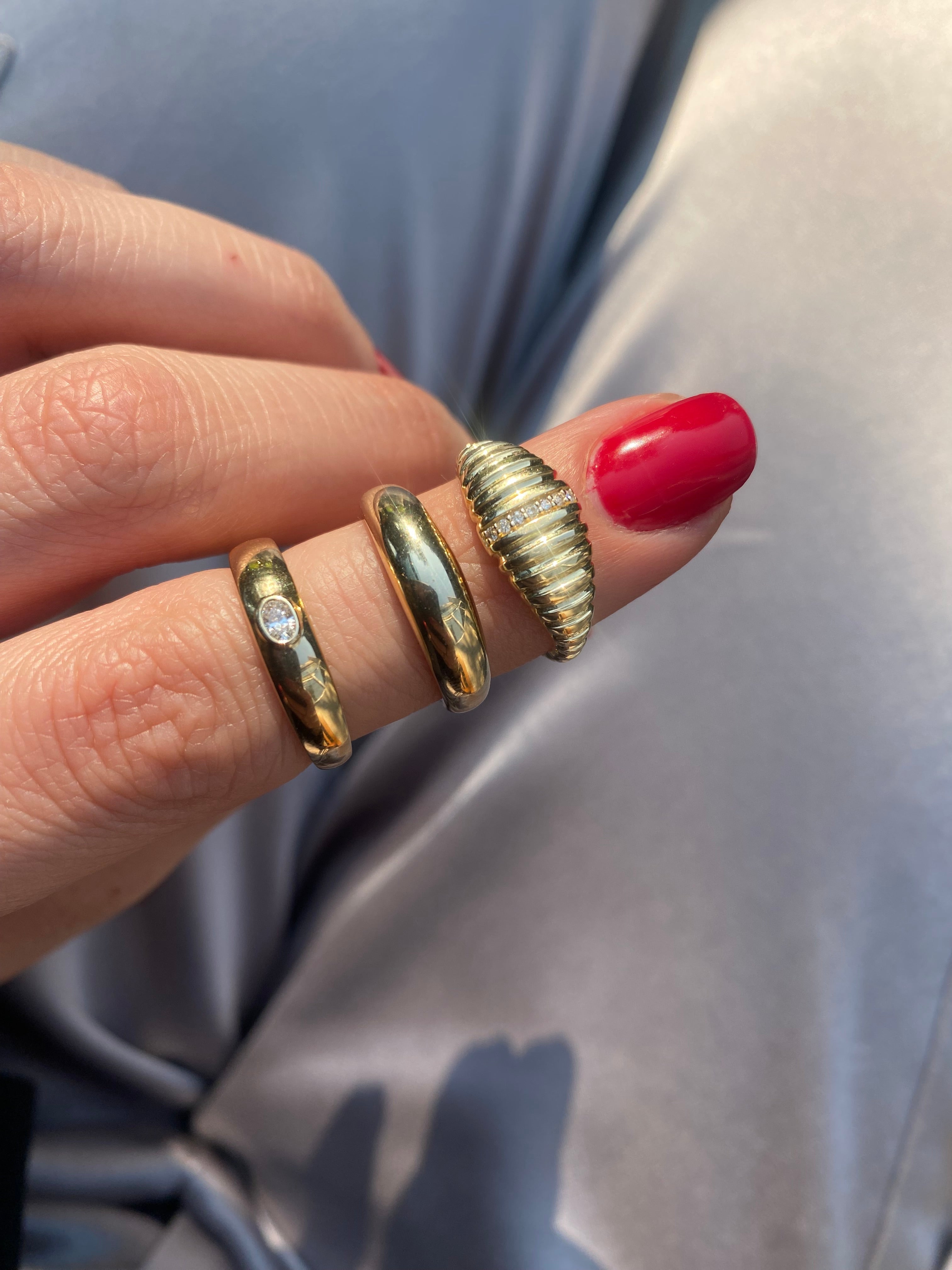 Anillo Croissant Con Diamantes Oro 14k