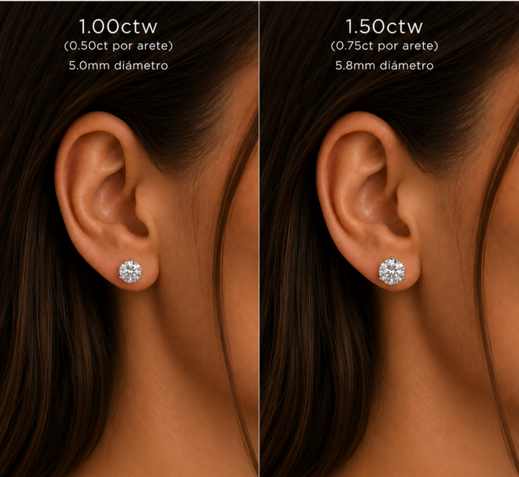 Studs con Diamantes Naturales Oro 14k