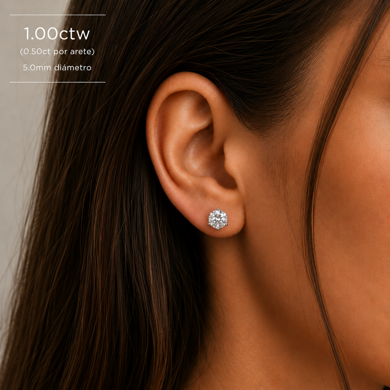 Studs con Diamantes Naturales Oro 14k
