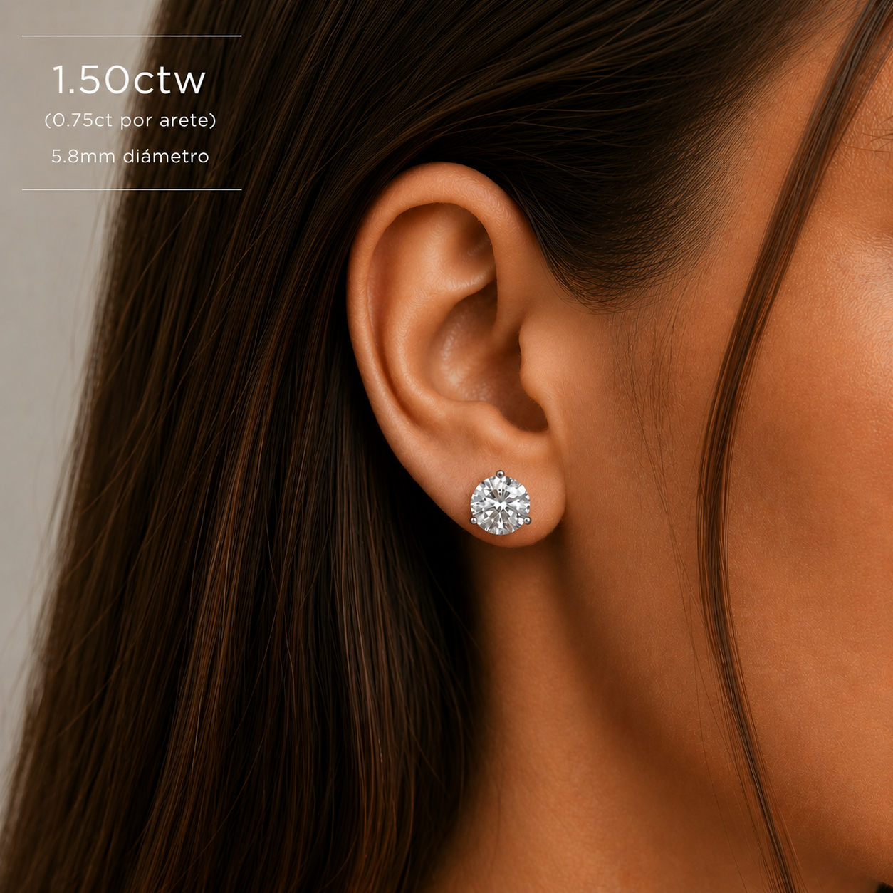 Studs con Diamantes Naturales Oro 14k
