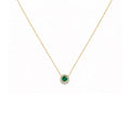 Collar Redondo Mini con Halo de Diamantes en Oro 14K