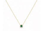 Collar Redondo Mini con Halo de Diamantes en Oro 14K