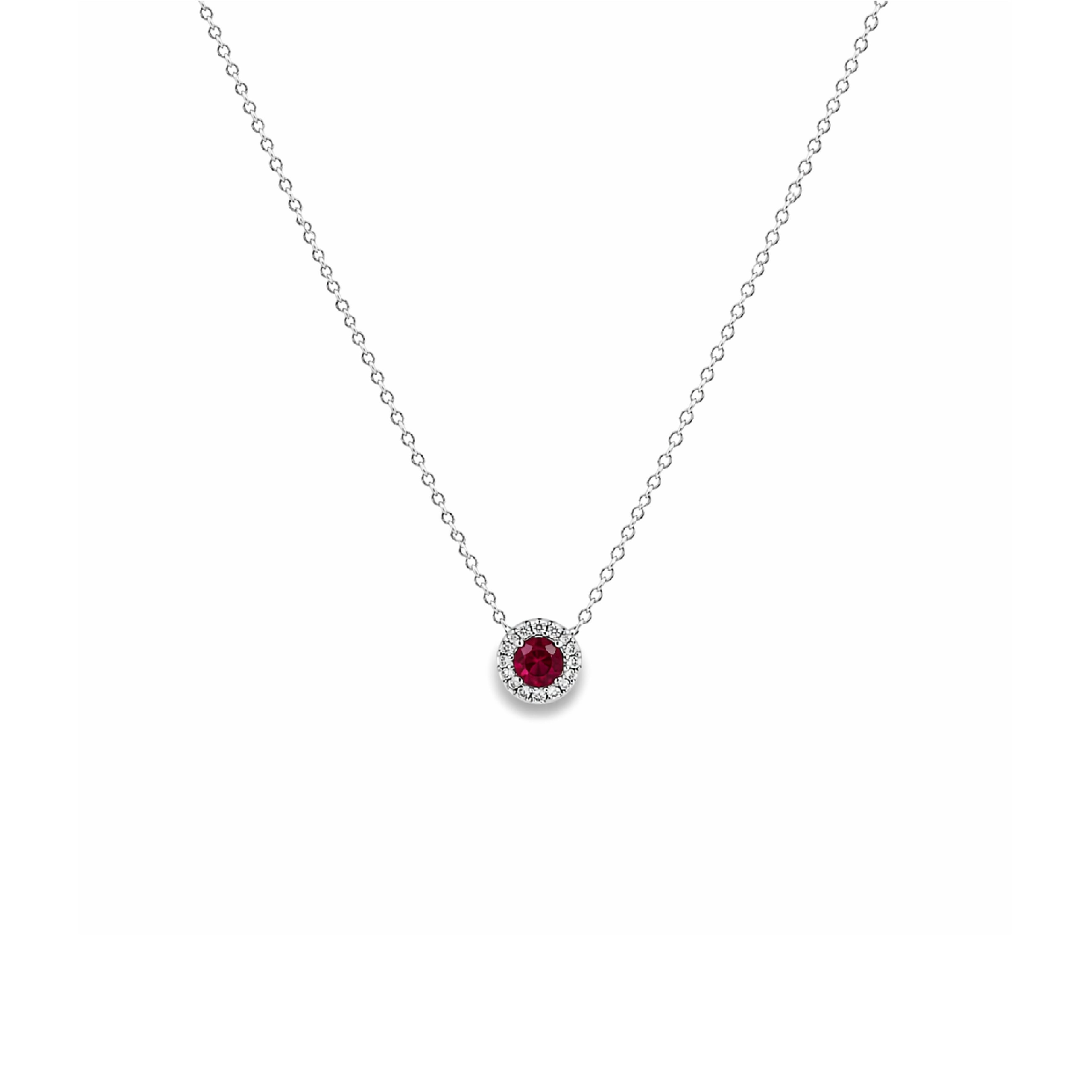 Collar Redondo Mini con Halo de Diamantes en Oro 14K