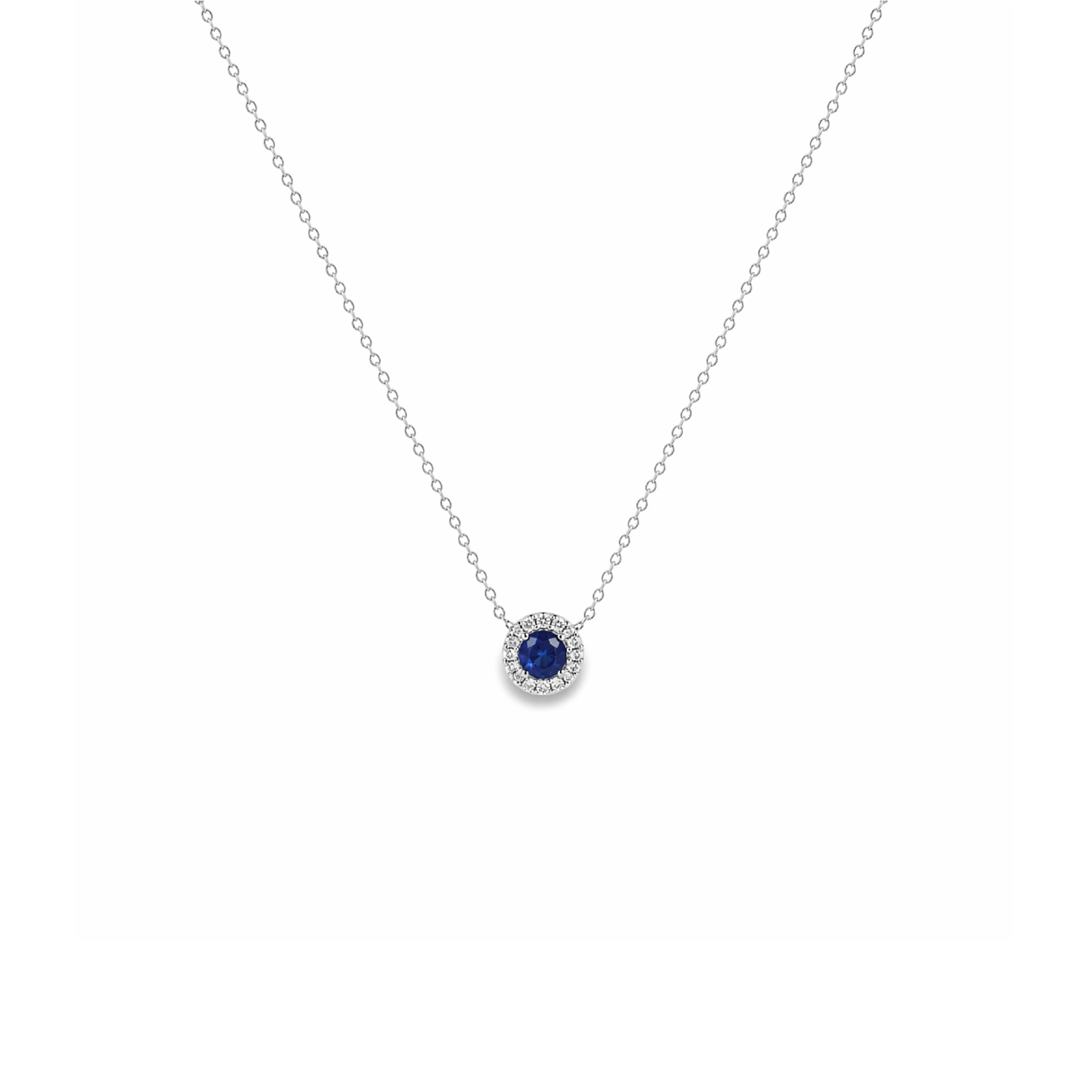 Collar Redondo Mini con Halo de Diamantes en Oro 14K