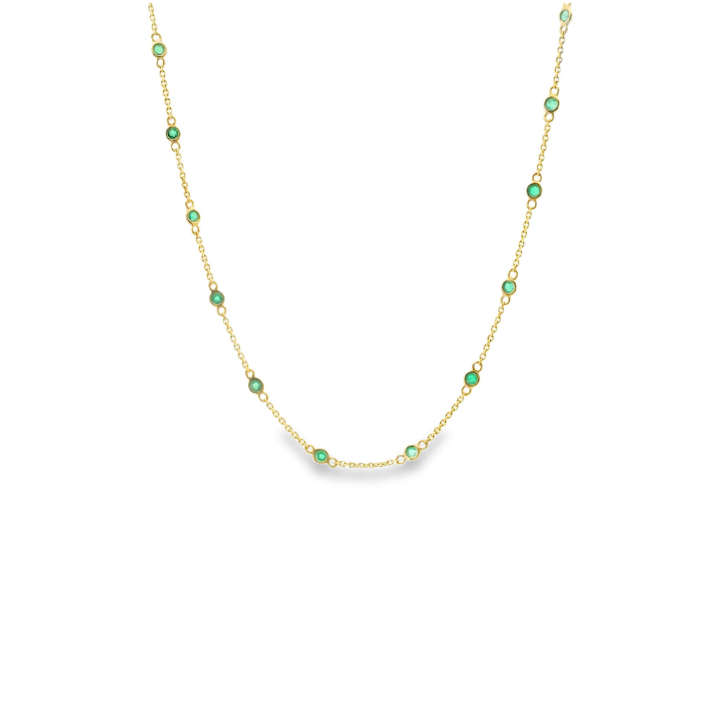 Collar de Esmeraldas con Bisel Oro 14k