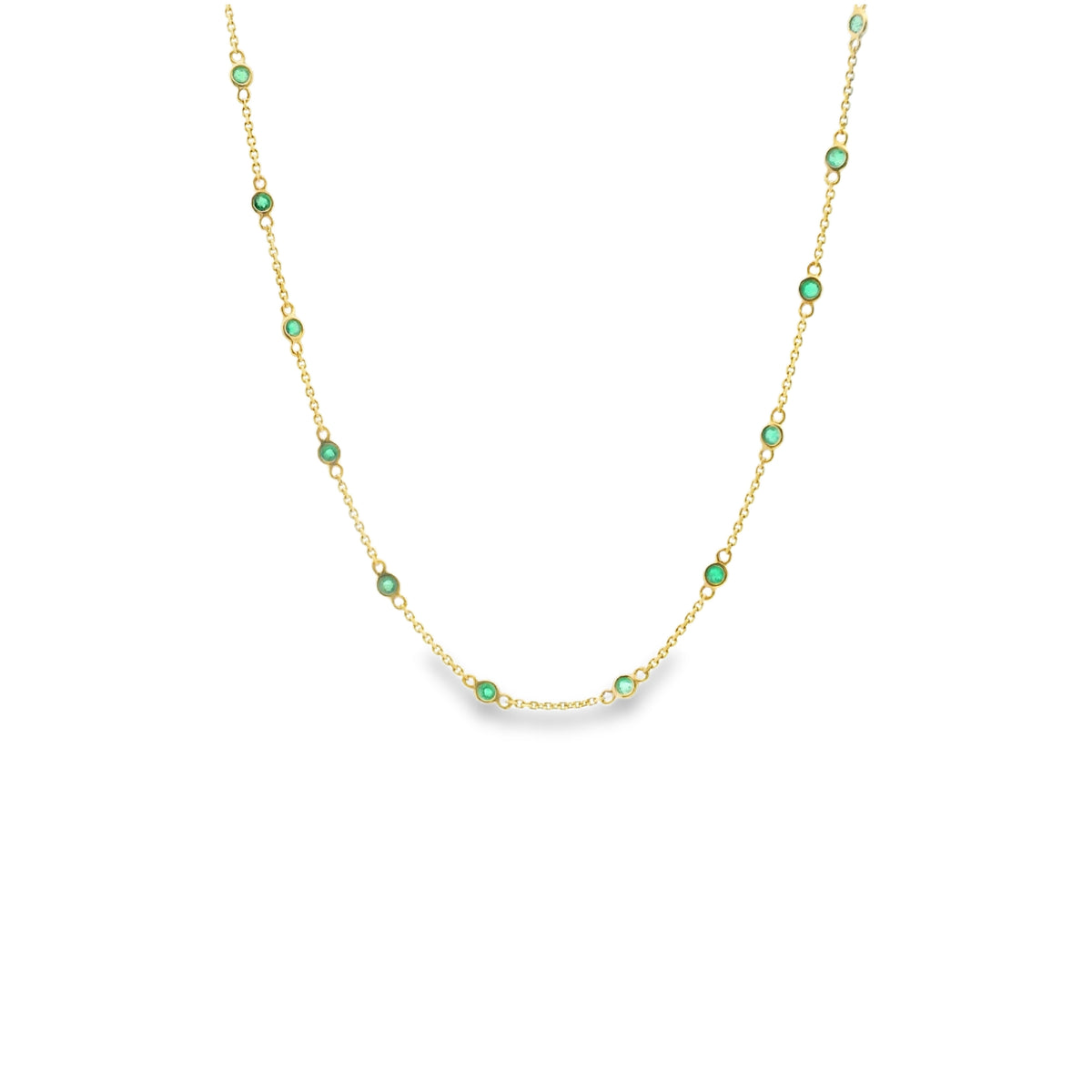 Collar de Esmeraldas con Bisel Oro 14k