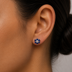 Elara · Aretes de Flor con Esmeralda, Zafiro o Rubí