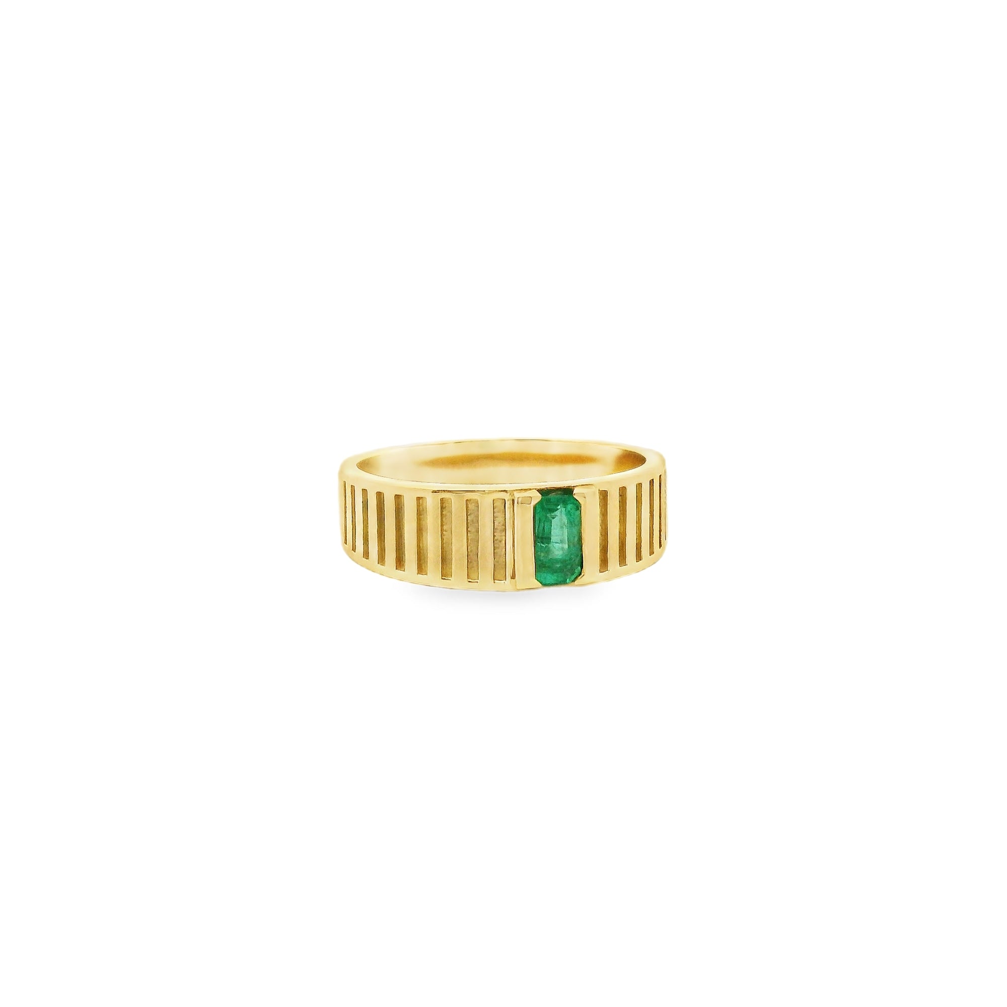 Anillo Rayado con Esmeralda