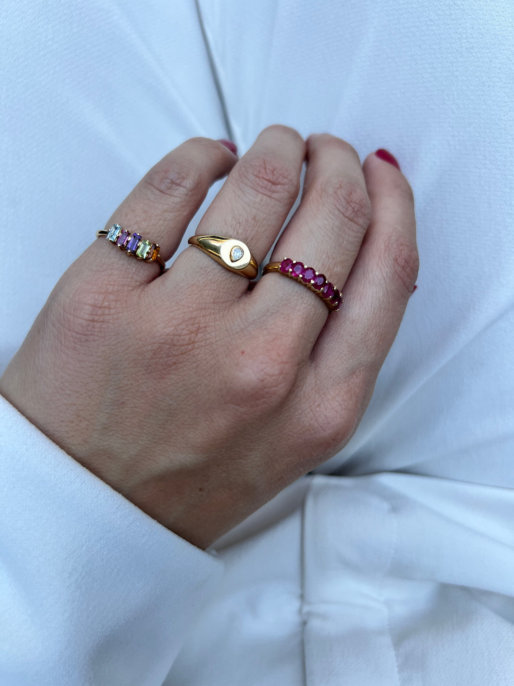 Anillo Buna con Piedras Baguette en Oro 14K
